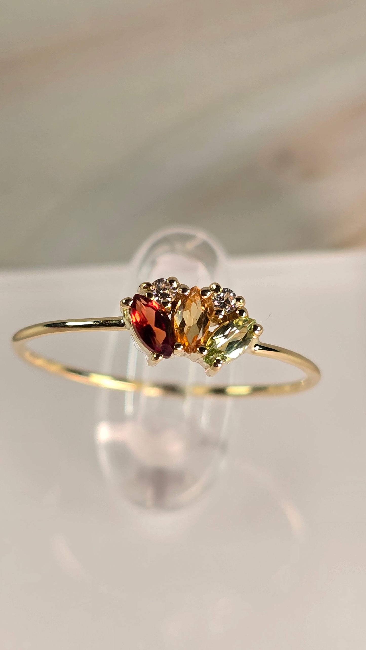 OROSENDA ring — Garnet & Citrine & Peridot 9K Gold Ring — Sevilla | OROSENDA