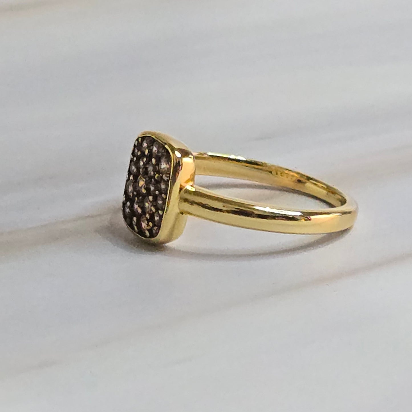 Golden CZ Ring — Luminae Two-Tone Gold & Black in 925 Silver