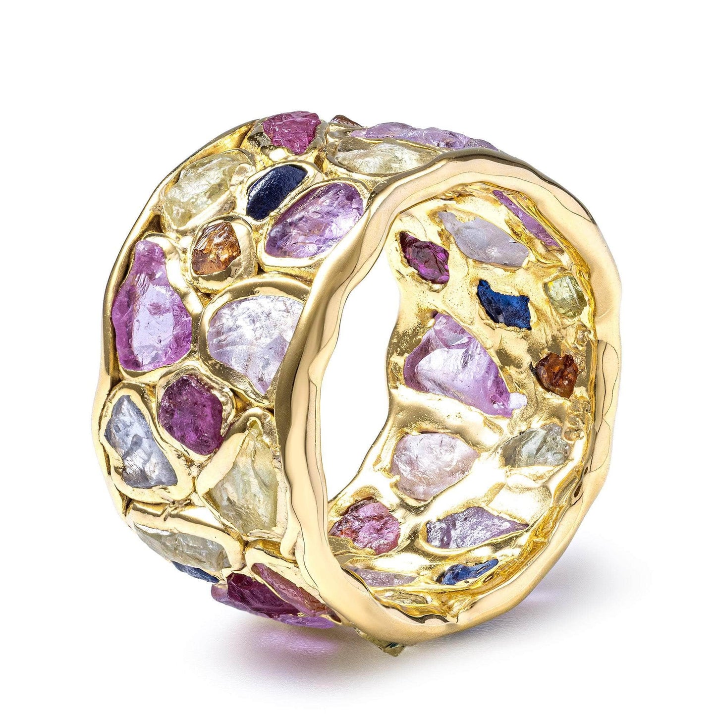 Thunder Gold Plated Silver Ring with Mixed Gemstones