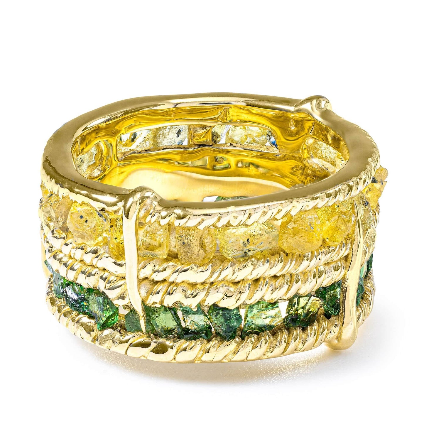 Tyra Gold Plated Silver Ring with Sapphire & Chrome Diopside