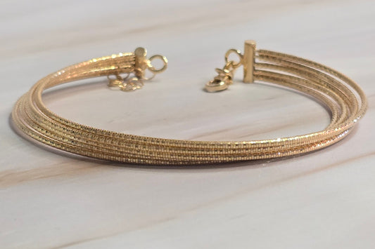 Diamond-Cut Chain Bracelet — Multistrand in Gold-Plated Silver