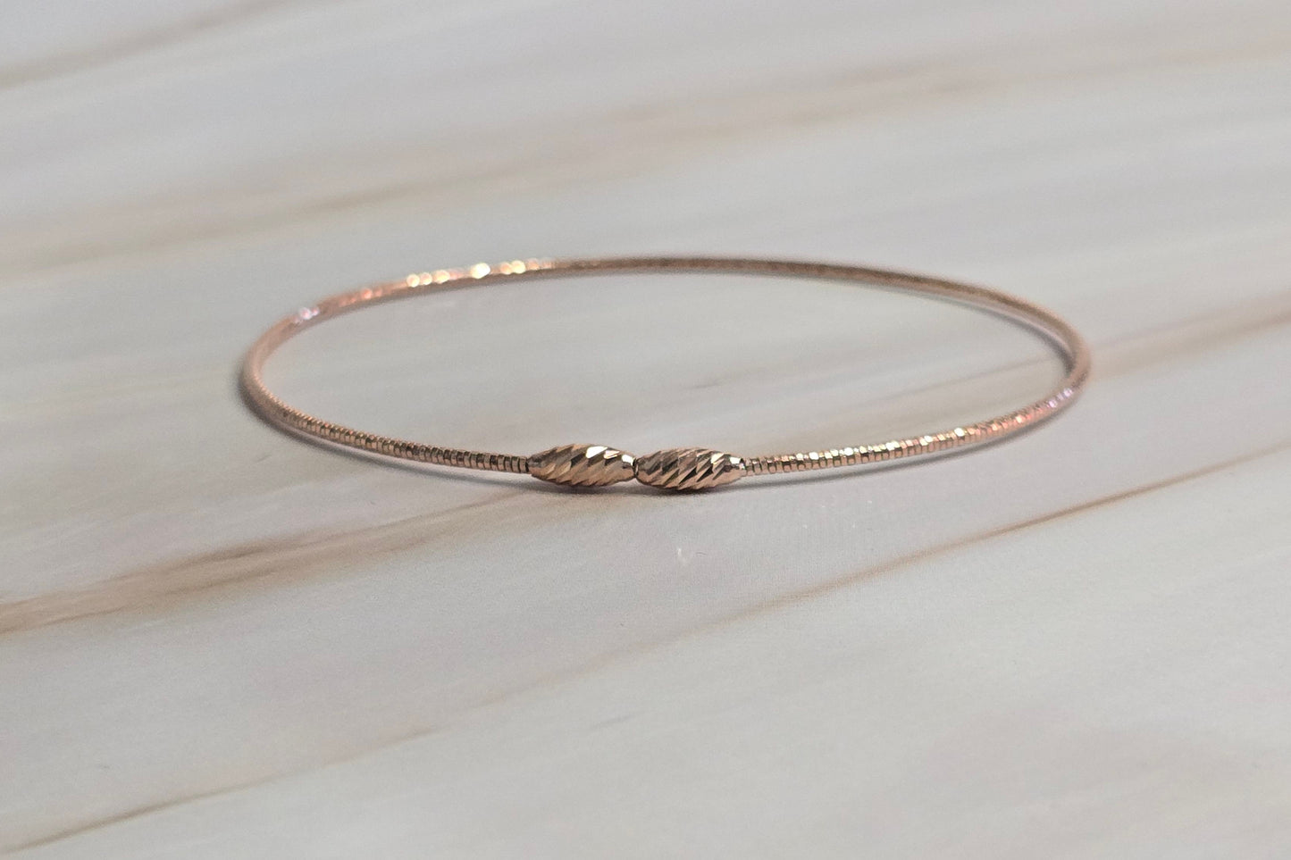 Snake Chain Bangle — Diamond-Cut in Rose Gold-Plated Silver