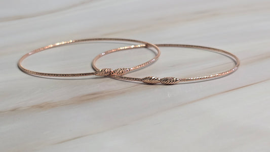 Snake Chain Bangle — Diamond-Cut in Rose Gold-Plated Silver