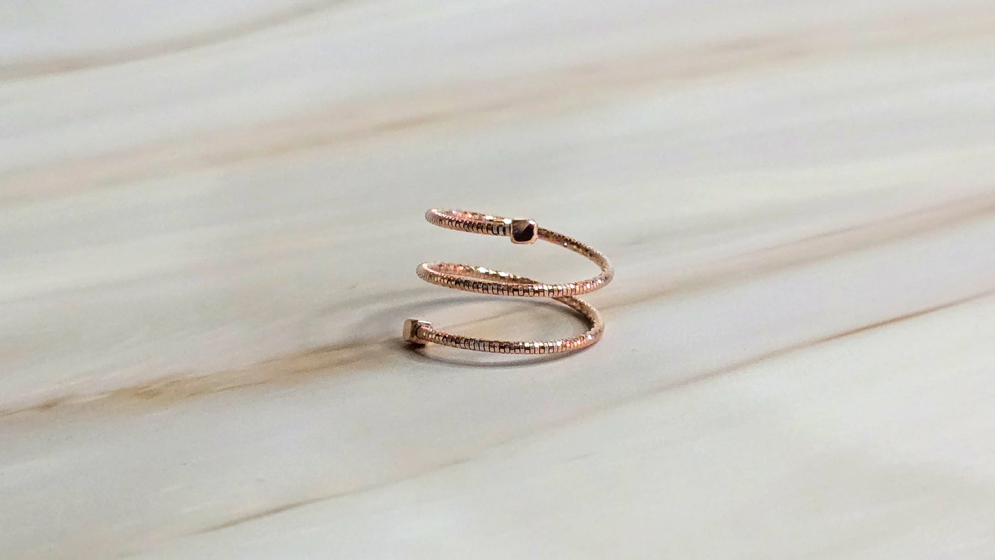 Snake Ring — Spiral with Square Tip in Rose Gold-Plated Silver