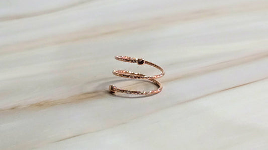 Snake Ring — Spiral with Square Tip in Rose Gold-Plated Silver