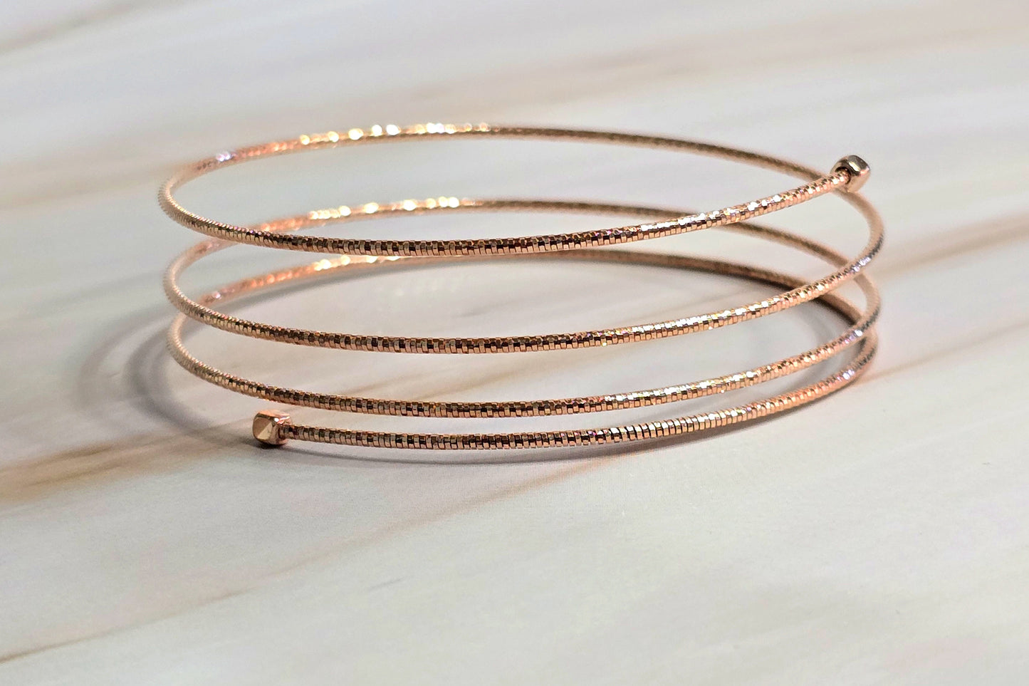 Multispiral Snake Bracelet — Diamond-Cut in Rose Gold-Plated Silver