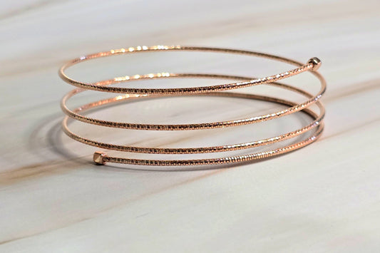 Multispiral Snake Bracelet — Diamond-Cut in Rose Gold-Plated Silver