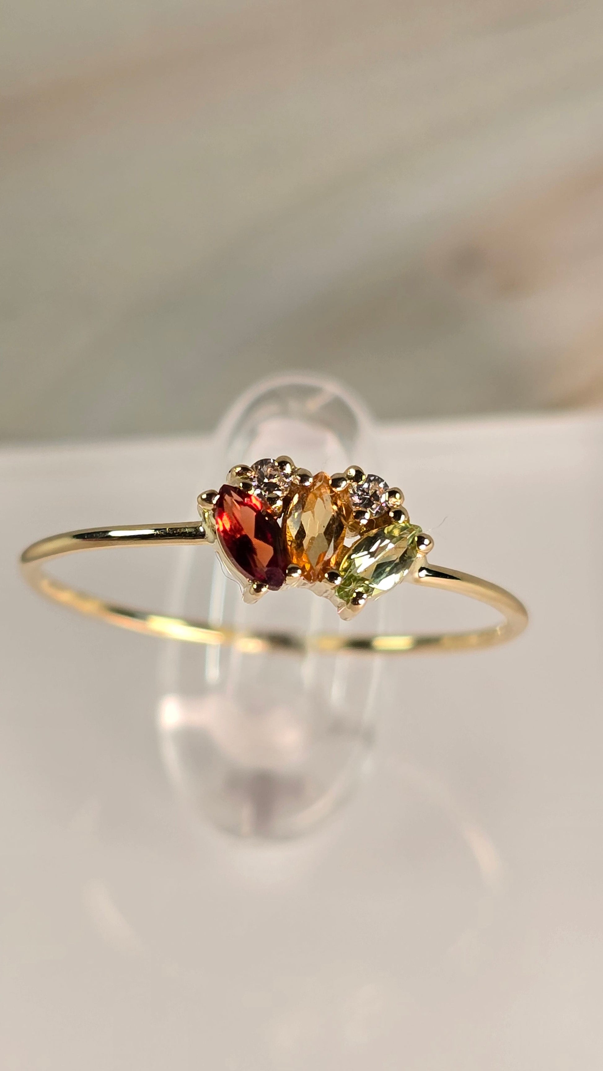 OROSENDA ring — Garnet & Citrine & Peridot 9K Gold Ring — Sevilla | OROSENDA