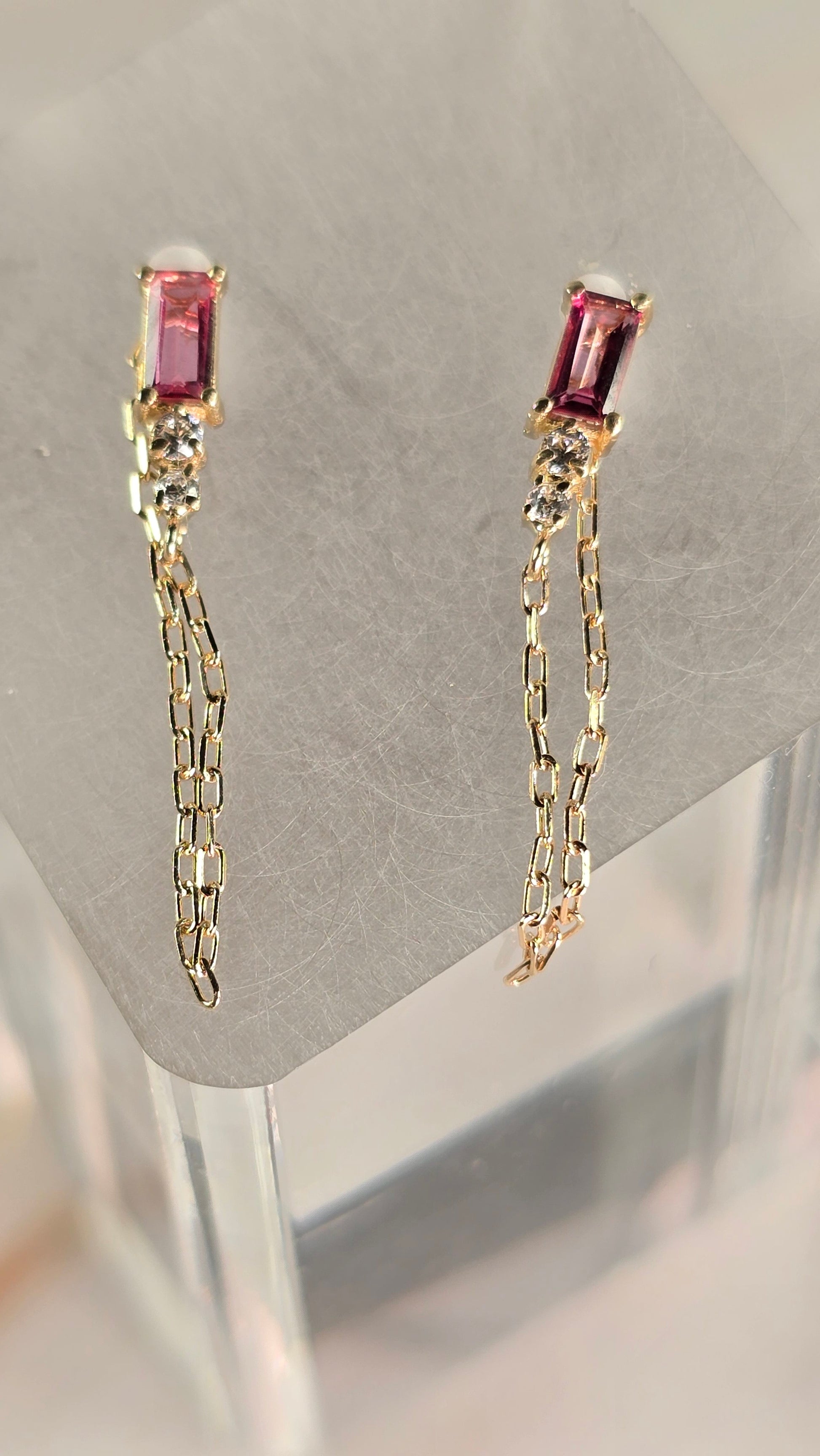 OROSENDA earrings — Pink Topaz Earrings — Sevilla in 9K Gold