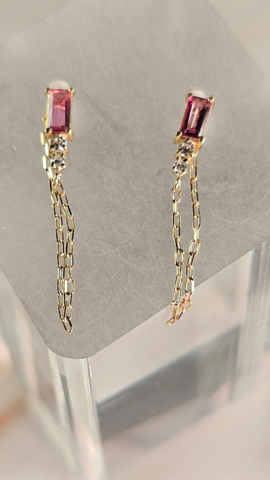 OROSENDA earrings — Pink Topaz Earrings — Sevilla in 9K Gold