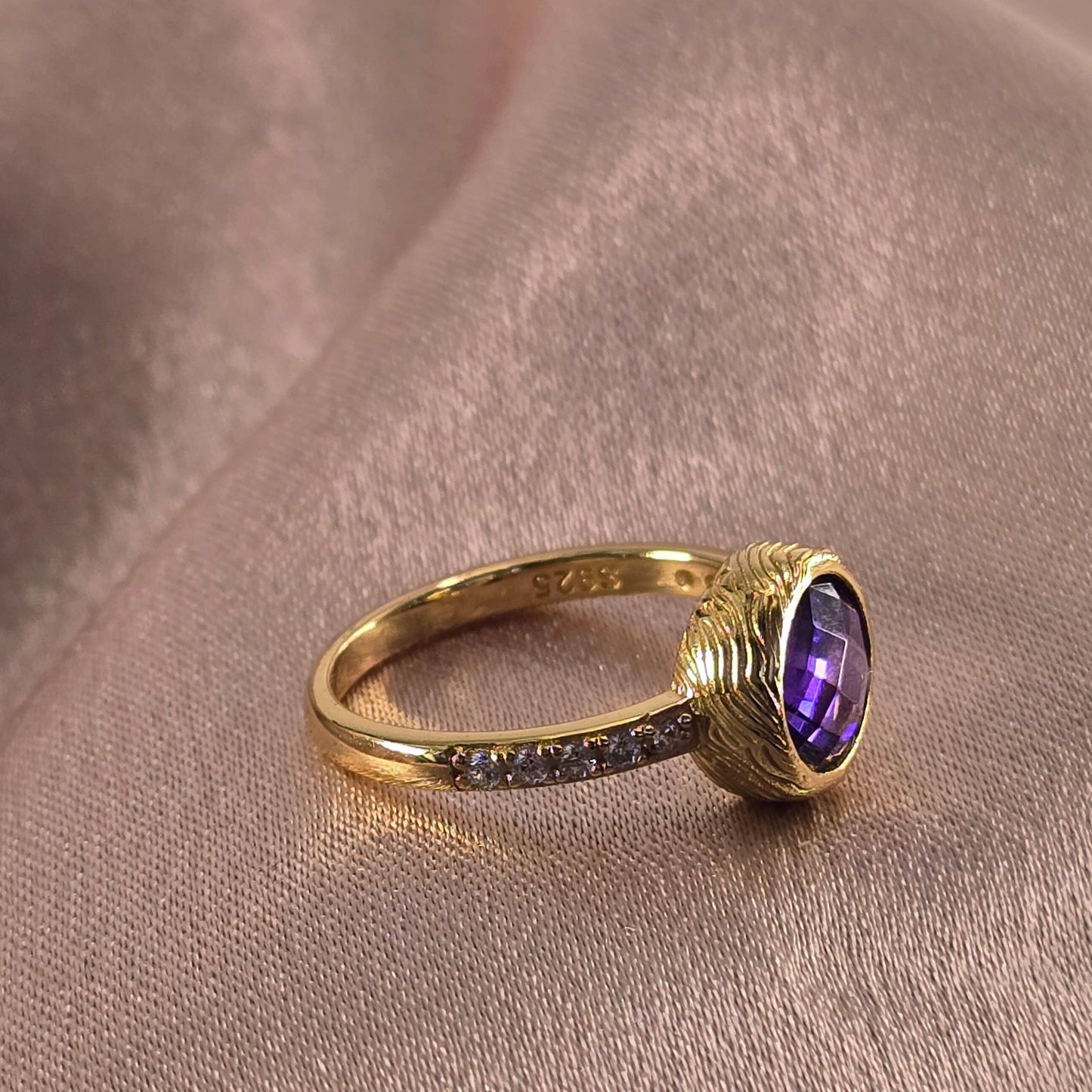 Amethyst Crystal Ring — Luminae in 925 Silver