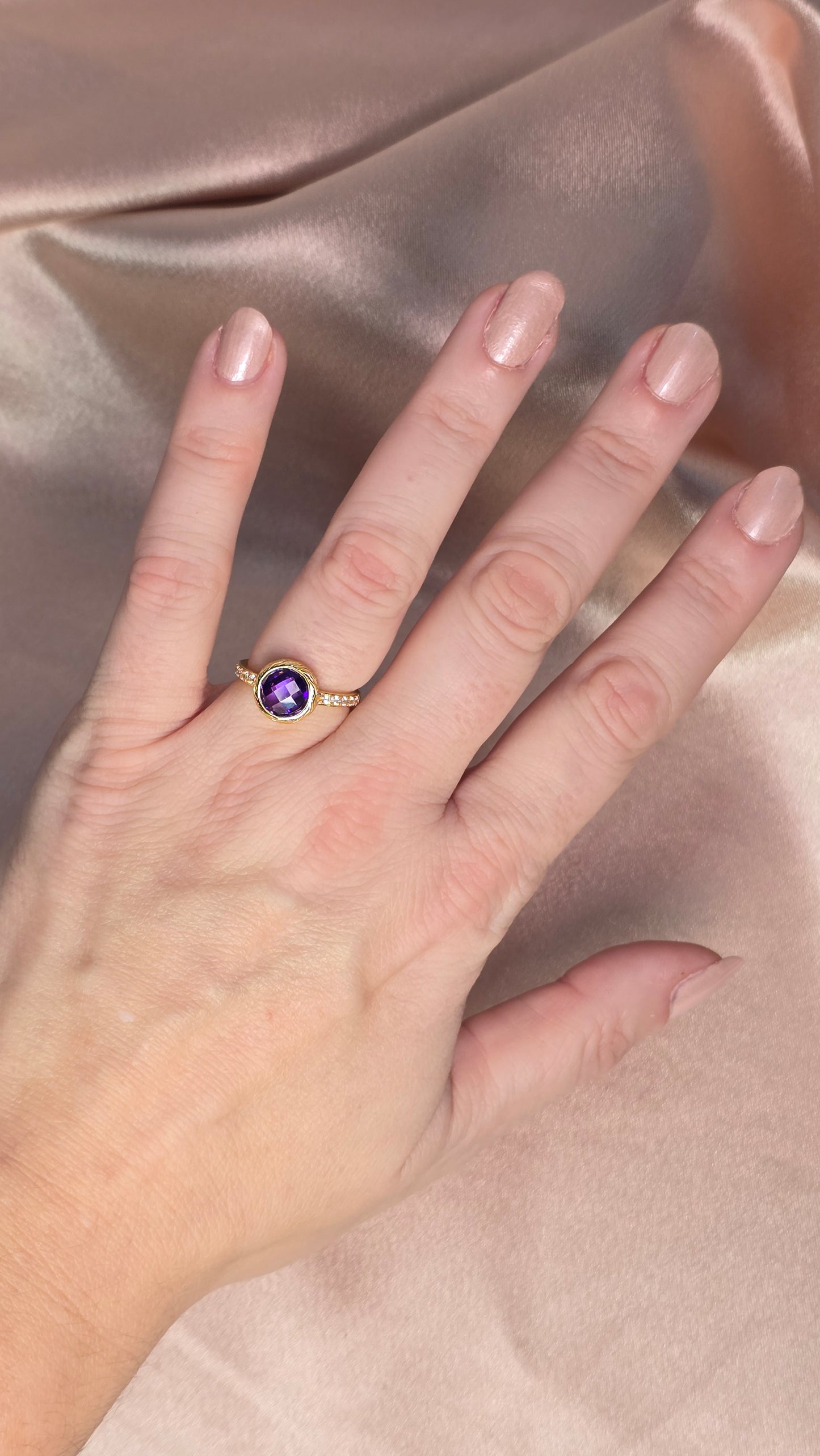 Amethyst Crystal Ring — Luminae in 925 Silver