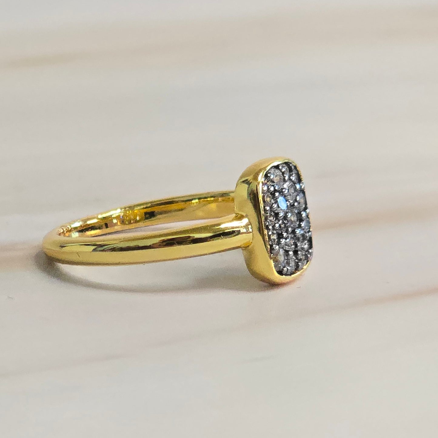 White CZ Ring — Luminae Two-Tone Gold & Black in 925 Silver