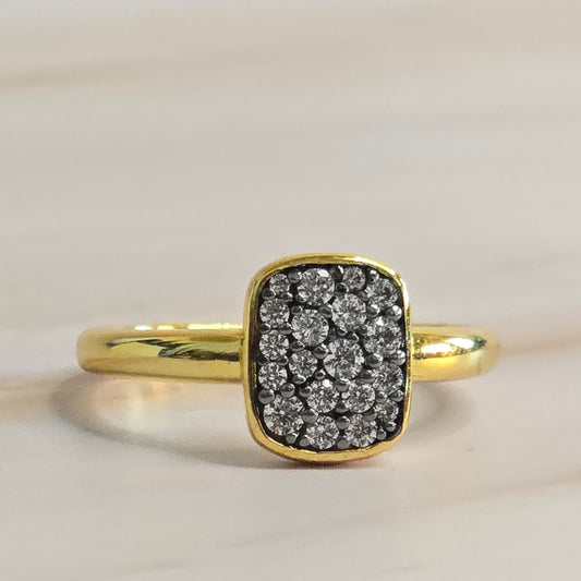 White CZ Ring — Luminae Two-Tone Gold & Black in 925 Silver