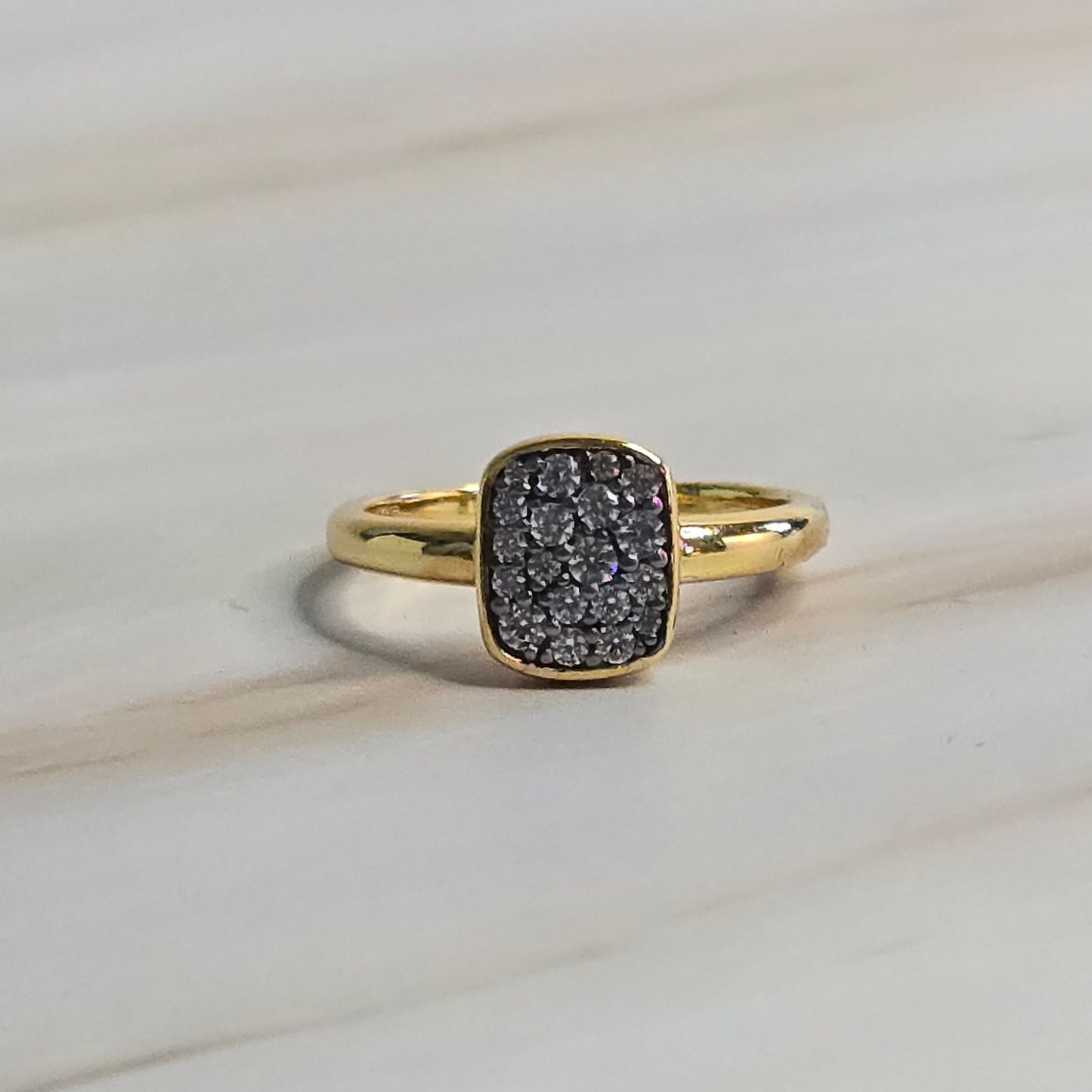 White CZ Ring — Luminae Two-Tone Gold & Black in 925 Silver
