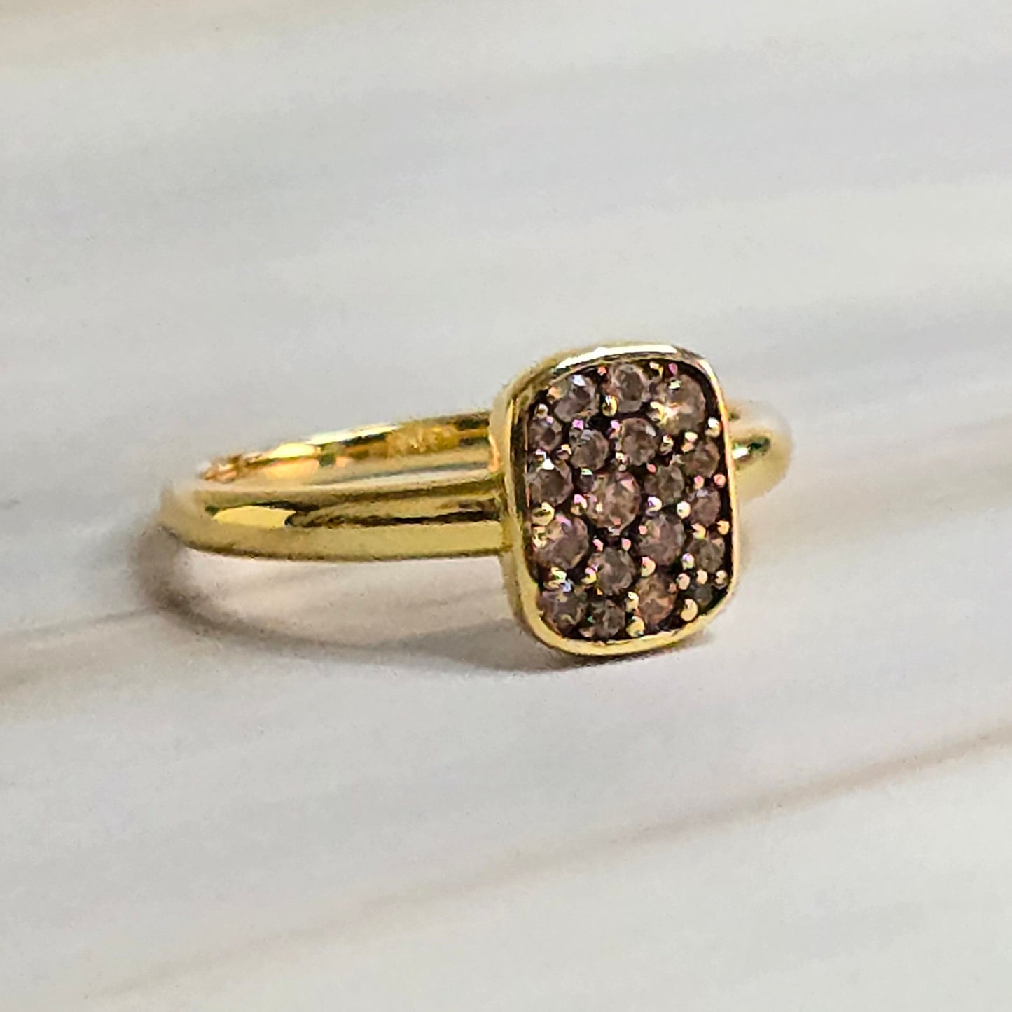 Golden CZ Ring — Luminae Two-Tone Gold & Black in 925 Silver