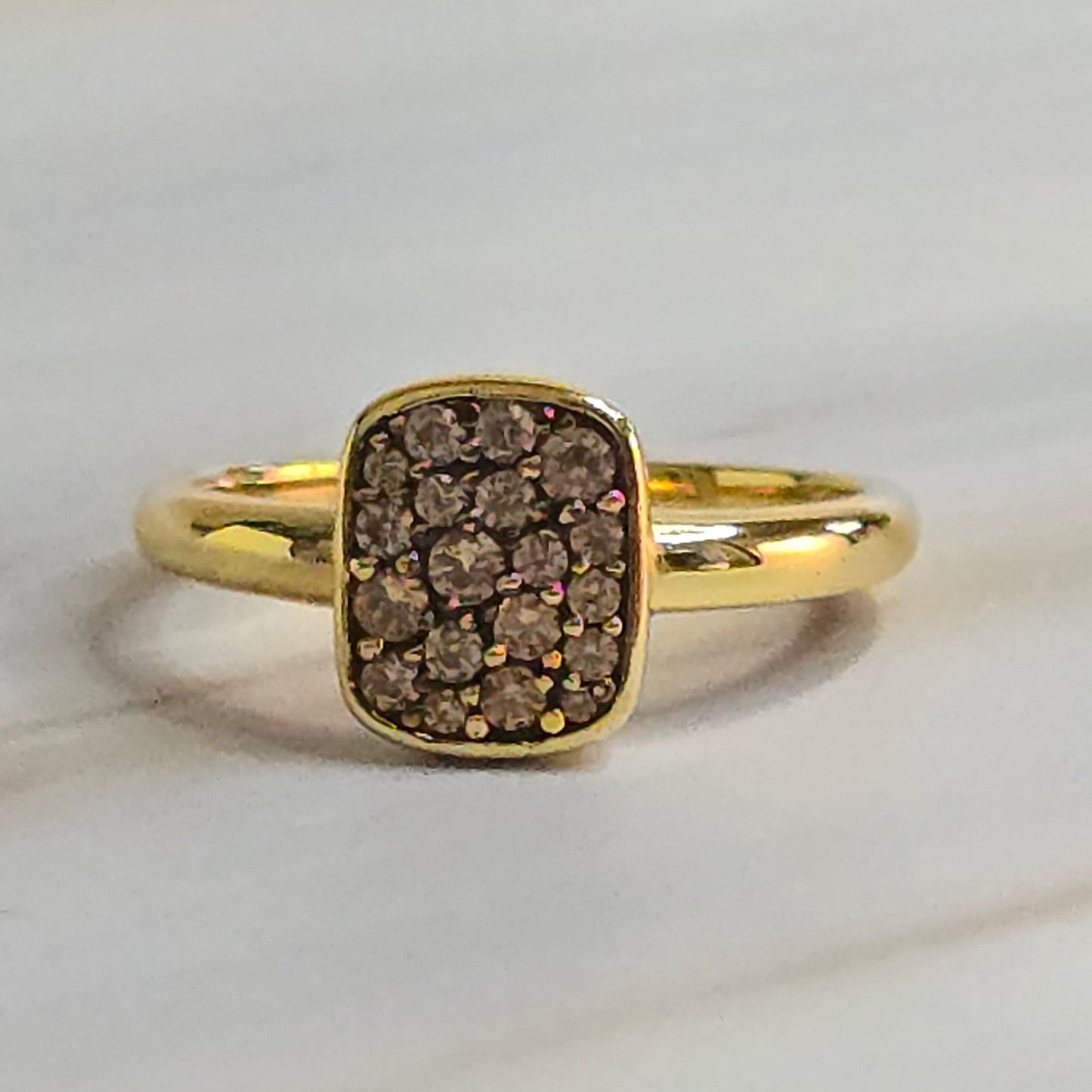 Golden CZ Ring — Luminae Two-Tone Gold & Black in 925 Silver