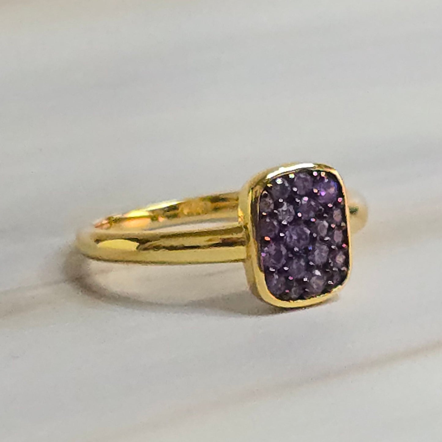 Amethyst CZ Ring — Luminae Two-Tone Gold & Black in 925 Silver