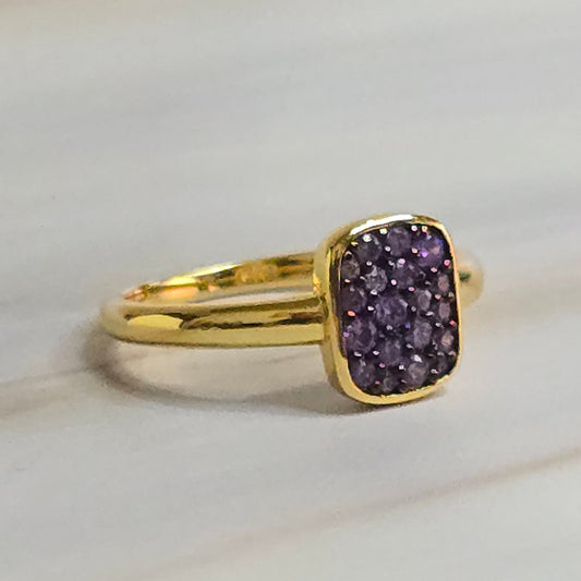 Amethyst CZ Ring — Luminae Two-Tone Gold & Black in 925 Silver