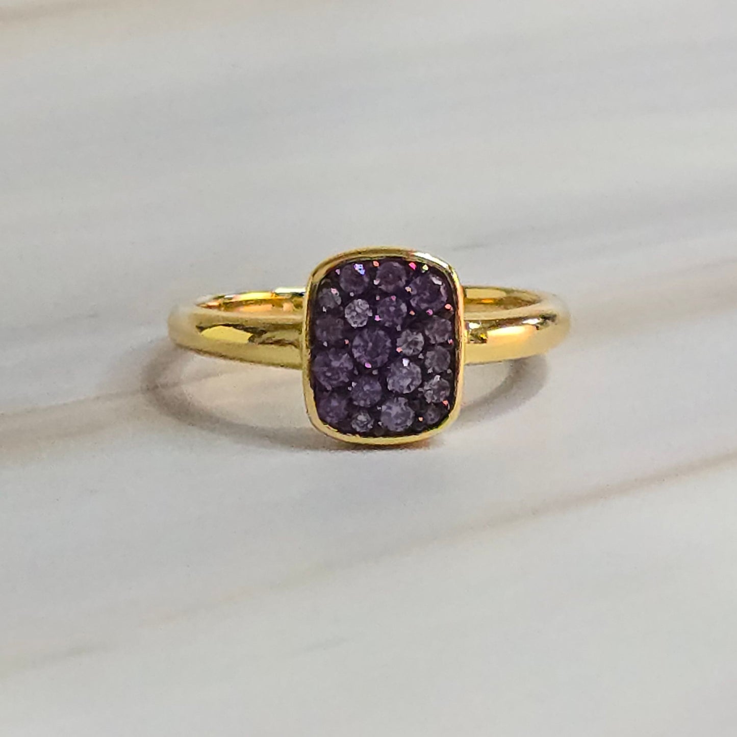 Amethyst CZ Ring — Luminae Two-Tone Gold & Black in 925 Silver