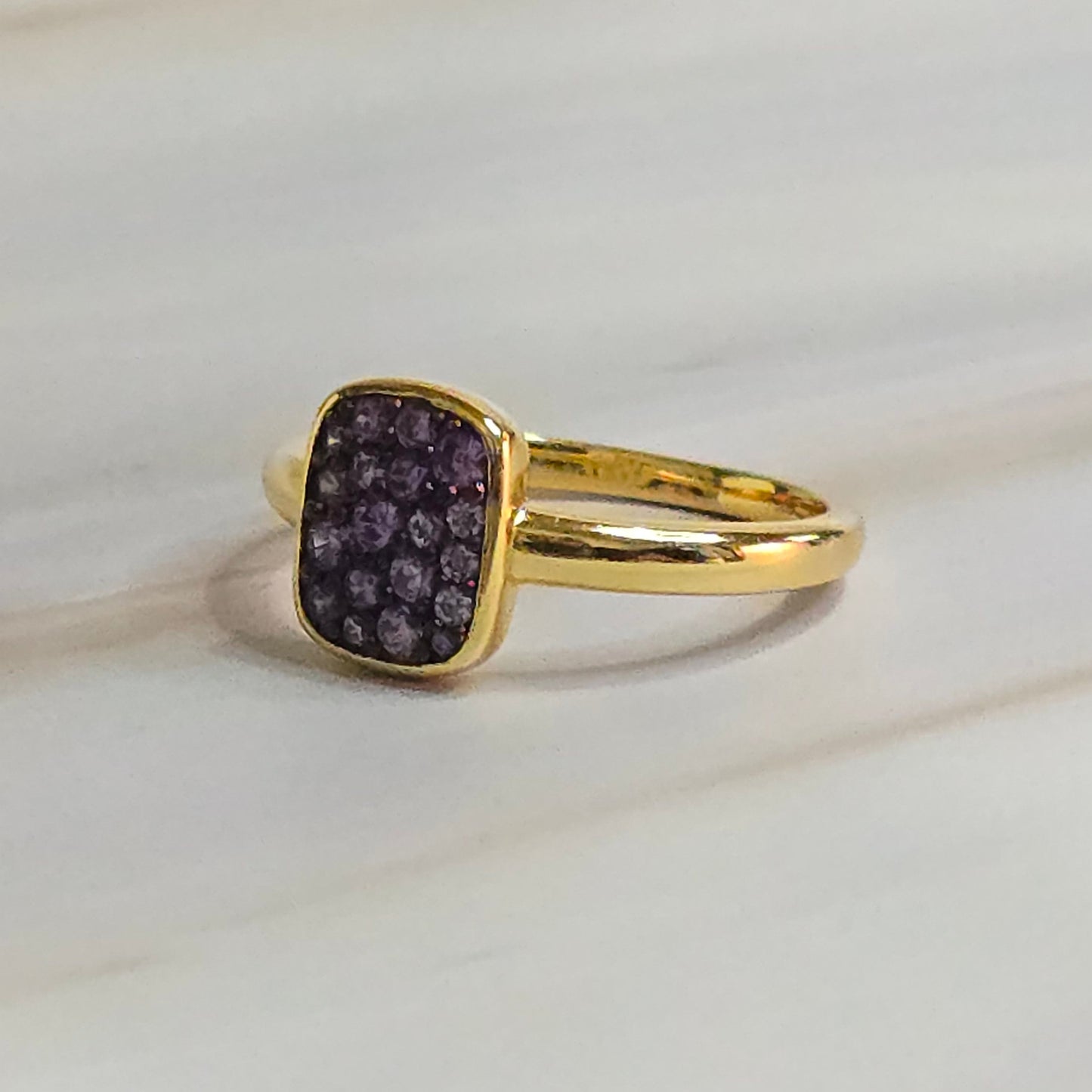 Amethyst CZ Ring — Luminae Two-Tone Gold & Black in 925 Silver